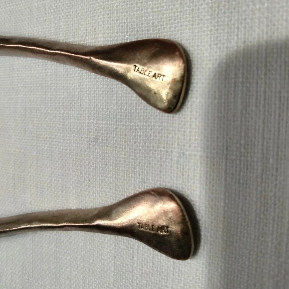 Table Art Pewter Leaf Shaped Condiment Spoons, Set of Two, NWOT